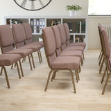 Stacking Church Chair: 18.5'' Dot Fabric, Gold Vein Frame, Commercial Grade, 800 lb. Capacity