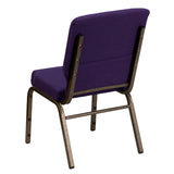 English Elm Commercial Grade Series 18.5''W Stacking Church Chair in Royal Fabric - Gold Vein Frame