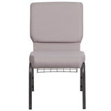 English Elm Commercial Grade Series 18.5''W Church Chair in Dot Fabric with Book Rack - Silver Vein Frame