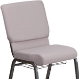 English Elm Commercial Grade Series 18.5''W Church Chair in Dot Fabric with Book Rack - Silver Vein Frame