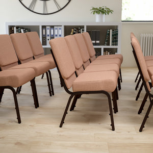 English Elm Commercial Grade Series 21''W Stacking Church Chair in Caramel Fabric - Copper Vein Frame