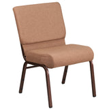 English Elm Commercial Grade Series 21''W Stacking Church Chair in Caramel Fabric - Copper Vein Frame