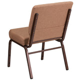 English Elm Commercial Grade Series 21''W Stacking Church Chair in Caramel Fabric - Copper Vein Frame