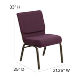 English Elm Commercial Grade Series 21''W Stacking Church Chair in Plum Fabric - Gold Vein Frame