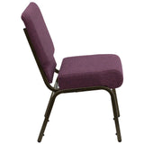 English Elm Commercial Grade Series 21''W Stacking Church Chair in Plum Fabric - Gold Vein Frame