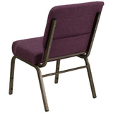 English Elm Commercial Grade Series 21''W Stacking Church Chair in Plum Fabric - Gold Vein Frame