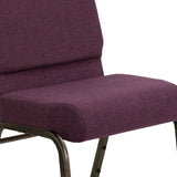 English Elm Commercial Grade Series 21''W Stacking Church Chair in Plum Fabric - Gold Vein Frame