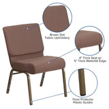 English Elm Commercial Grade Series 21''W Stacking Church Chair in Dot Fabric - Gold Vein Frame