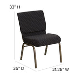 English Elm Commercial Grade Series 21''W Stacking Church Chair in Dot Patterned Fabric - Gold Vein Frame