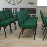 Commercial Grade Series 21''W Stacking Church Chair in Hunter Dot Patterned Fabric - Gold Vein Frame