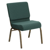 English Elm Commercial Grade Series 21''W Stacking Church Chair in Hunter Dot Patterned Fabric - Gold Vein Frame