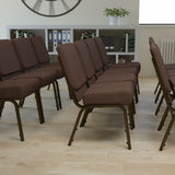 English Elm Commercial Grade Series 21''W Stacking Church Chair in Fabric - Gold Vein Frame