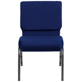 English Elm Commercial Grade Series 21''W Stacking Church Chair in Navy Fabric - Silver Vein Frame