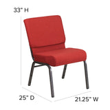 English Elm Commercial Grade Series 21''W Stacking Church Chair in Crimson Fabric - Silver Vein Frame