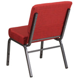 English Elm Commercial Grade Series 21''W Stacking Church Chair in Crimson Fabric - Silver Vein Frame