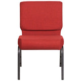 English Elm Commercial Grade Series 21''W Stacking Church Chair in Crimson Fabric - Silver Vein Frame