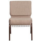 English Elm Commercial Grade Series 21''W Church Chair in Fabric with Book Rack - Copper Vein Frame