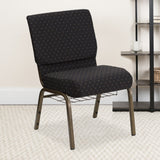 Commercial Grade Series 21''W Church Chair in Dot Patterned Fabric with Cup Book Rack - Gold Vein Frame