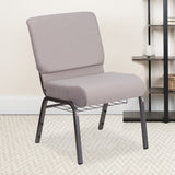 Commercial Grade Church Chair w/ Book Rack - 21''W, Dot Fabric, Silver Vein Frame