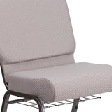 English Elm Commercial Grade Series 21''W Church Chair in Dot Fabric with Book Rack - Silver Vein Frame