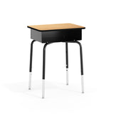 English Elm Commercial Grade Student Desk with Open Front Metal Book Box -