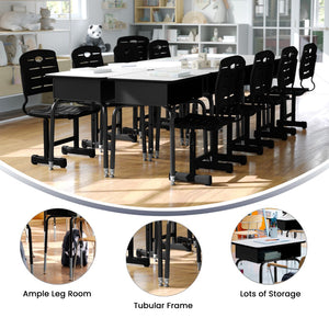 English Elm Commercial Grade Student Desk with Open Front Metal Book Box -