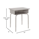 English Elm Commercial Grade Student Desk with Open Front Metal Book Box - Granite/Silver