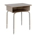 English Elm Commercial Grade Student Desk with Open Front Metal Book Box - Granite/Silver