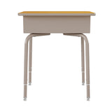 English Elm Commercial Grade Student Desk with Open Front Metal Book Box - Maple/Silver