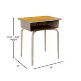 English Elm Commercial Grade Student Desk with Open Front Metal Book Box - Maple/Silver