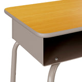 English Elm Commercial Grade Student Desk with Open Front Metal Book Box - Maple/Silver