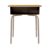 English Elm Commercial Grade Student Desk with Open Front Metal Book Box - Maple/Silver