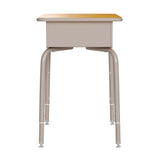 English Elm Commercial Grade Student Desk with Open Front Metal Book Box - Maple/Silver