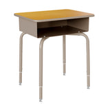 English Elm Commercial Grade Student Desk with Open Front Metal Book Box - Maple/Silver