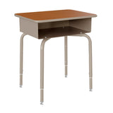 English Elm Commercial Grade Student Desk with Open Front Metal Book Box - Walnut/Silver