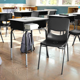 Commercial Grade Student Desk with Open Front Metal Book Box, Gray Desktop, and Frame and Heavy-Duty Flex Comfort Classroom Stack Chair