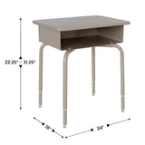 English Elm Commercial Grade Student Desk with Open Front Metal Book Box, Gray Granite Desktop, and Silver Frame and Heavy-Duty Flex Comfort Classroom Stack Chair