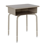 English Elm Commercial Grade Student Desk with Open Front Metal Book Box, Gray Granite Desktop, and Silver Frame and Heavy-Duty Flex Comfort Classroom Stack Chair