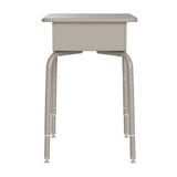 English Elm Commercial Grade Student Desk with Open Front Metal Book Box, Gray Granite Desktop, and Silver Frame and Heavy-Duty Flex Comfort Classroom Stack Chair