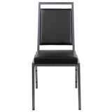 English Elm Commercial Grade Series Square Back Stacking Banquet Chair in Vinyl with Silvervein Frame