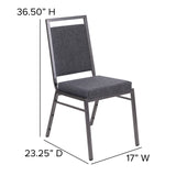 English Elm Commercial Grade Series Square Back Stacking Banquet Chair in Dark Fabric with Silvervein Frame