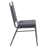 English Elm Commercial Grade Series Square Back Stacking Banquet Chair in Dark Fabric with Silvervein Frame