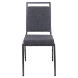 English Elm Commercial Grade Series Square Back Stacking Banquet Chair in Dark Fabric with Silvervein Frame