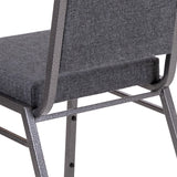 English Elm Commercial Grade Series Square Back Stacking Banquet Chair in Dark Fabric with Silvervein Frame