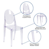 English Elm Commercial Grade Ghost Side Chair in Transparent Crystal