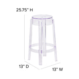 English Elm Commercial Grade 25.75'' High Transparent Counter Height Stool