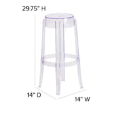 English Elm Commercial Grade 29.75'' High Transparent Barstool