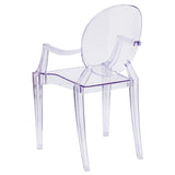 English Elm Commercial Grade Ghost Chair with Arms in Transparent Crystal