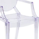 English Elm Commercial Grade Ghost Chair with Arms in Transparent Crystal