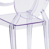 English Elm Commercial Grade Ghost Chair with Arms in Transparent Crystal